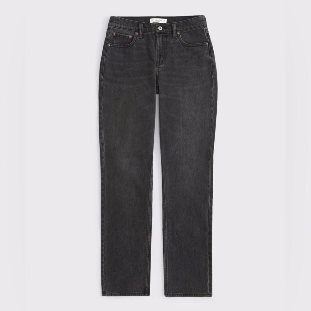 Abercrombie & Fitch Curve Love Mid Rise 90s Straight Jean - Black | Size 26 (2S)